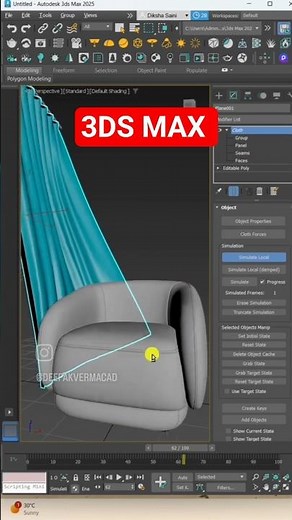 ✅ 3ds Max Cloth Modifier with Wind