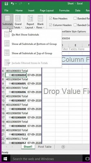 Remove Subtotal in Excel