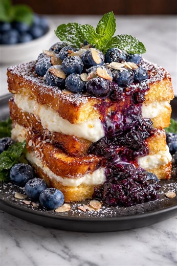 Blueberry Cheesecake Stuffed French Toast Recipe | Brioche, Halloween Brunch (PDF Download) - Etsy
