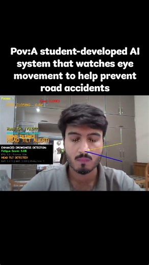 A student-developed AI system that watches eye movement to help prevent road accidents