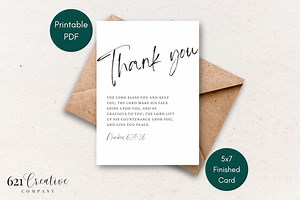 Printable Thank You Card With Bible Verse, Numbers 6:24-26 Blessing, Downloadable Card, Appreciation Card - Etsy