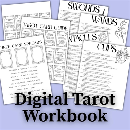 Tarot Guide & Workbook Printable | Tarot Card Meanings, Spreads | Major Minor Arcana Reference | Tarot Journal Pages - Etsy