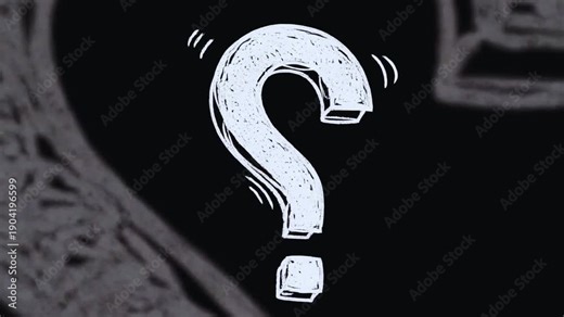 Question mark doodle drawn with grunge texture and motion blur effect on black featuring white, symbol, inquiry with curiosity and ask elements for unknown, mystery projects, clean composition on