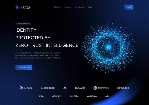 Vanta - Cybersecurity Landing Hero