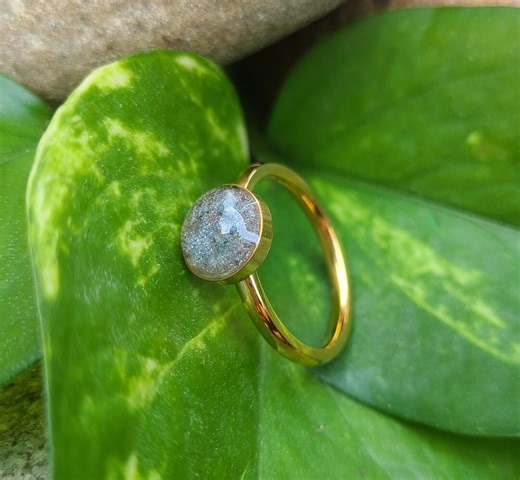 Cabochon RING Custom Keepsake Made From Your Wedding or Memorial Flowers / Pet Cremains / Fur - GOLD PLATED - Etsy