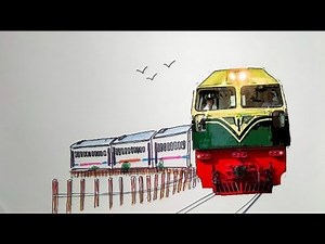 Cara menggambar Kereta api penumpang dengan lokomotif BB 303 vintage