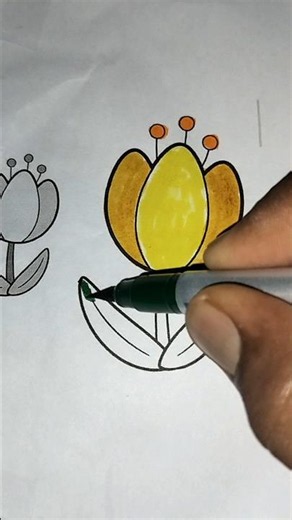 How to Draw and Color a Tulip Flower 🌷 Easy Step-by-Step Art Lesson for Kids