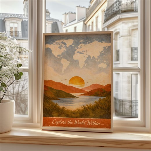 World Map Wall Art - Vintage Travel Print, Inspirational Quote Decor, Nature Poster - Etsy