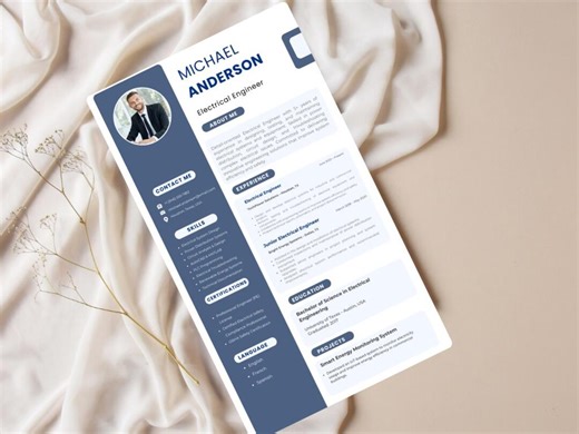 Electrical Engineer CV Template | Modern ATS Friendly Resume (canva) - Etsy