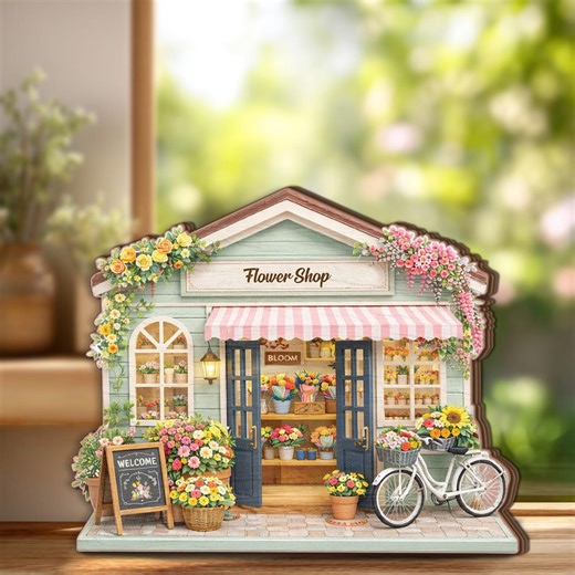 Personalized Flower Shop Wooden Block Decor, Custom Name Mini Floral Store Sign, Rustic Cottage Home Decor, Gift for Flower Lover - Etsy