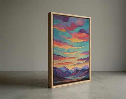 Swirling Sunset Sky Canvas Print, Abstract Mountain Landscape, Textured Look Art, Vibrant Decor - Etsy