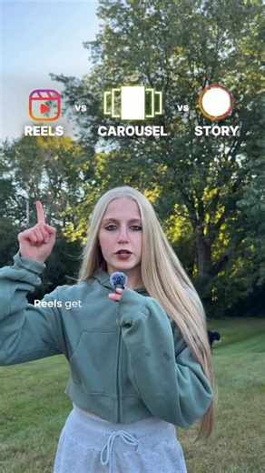 Ava | Content Marketing | Social Media Management on Instagram: "Reels vs. Carousels vs. Stories 🤔 Follow for more social media marketing education ✅"