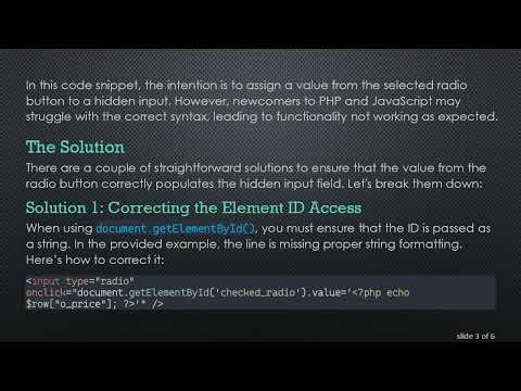 How to Pass a Value to a Hidden Input When a Radio Button is Clicked