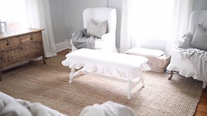 The furniture in my living room is a second hand collection of chairs, a bench and a couch all together under $150. I make them match with bleached dropcloth slipcovers. I get asked a ton of questions about how I keep them white in a house full of kids. I just shared all over on the blog! https://farmhouseonboone.com/farmhouse-on-boone/white-slipcovers-with-kids/ | Farmhouse on Boone