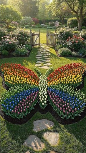 Butterfly Flower Garden Design 🦋 Stunning Tulip Landscape