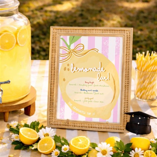 2026 Graduate Sign Lemon Theme Lemonade Bar Instant Download Canva Printable - Etsy