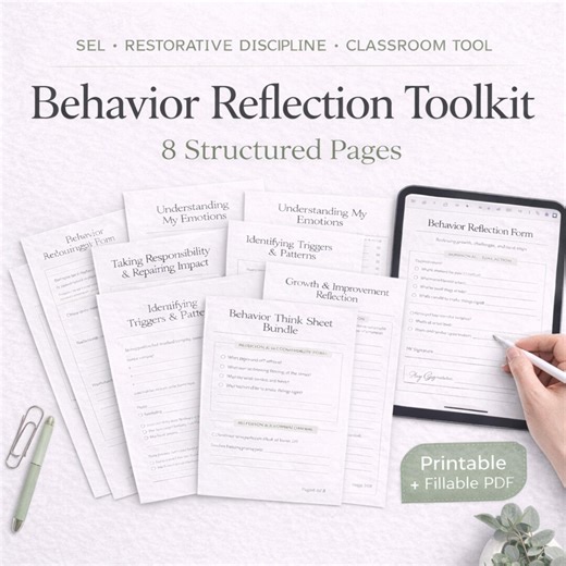 Behavior Sheet Printable & Fillable PDF | Restorative Discipline Think Sheet | SEL Classroom Toolkit - Etsy UK