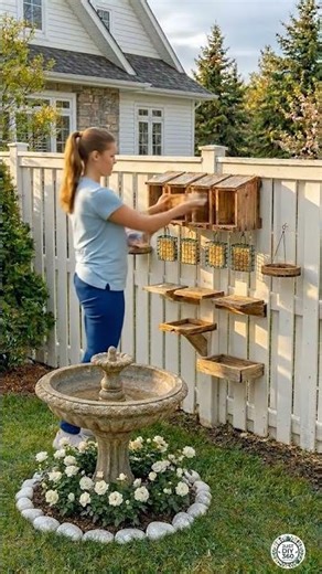 DIY Bird | Squirrel Feeding Station with Bathing Pond Setup in Backyard Garden #birdfeeder #squirrel