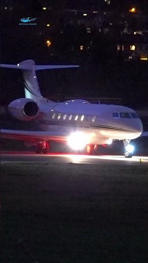 Amazing Night Takeoff: Gulfstream G650 at Bern, Switzerland
