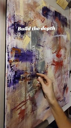 STEP 3: Work with the mess. Build layers and use a palette knife to create structure. #abstractdiary