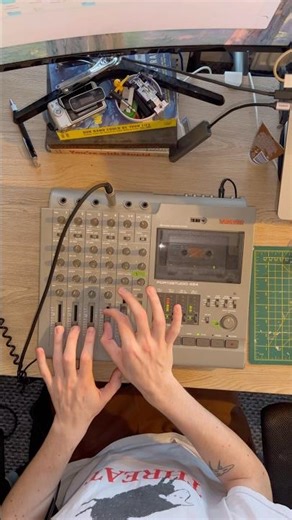 Modular synth tape loop on the Portastudio