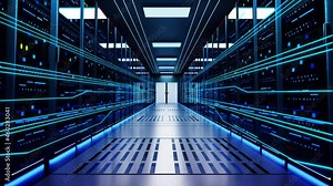 4K Neural network connection servers computer data center Seamless loopable Background. big data storage and mining cryptocurrency supercomputer, artificial intelligence and deep learning.