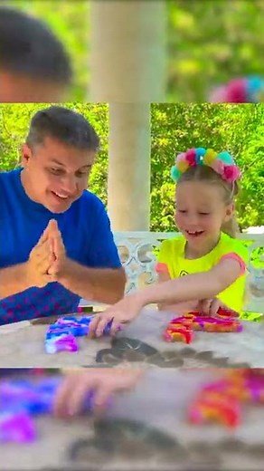 Nastya and dad play pop it challenge. #shorts