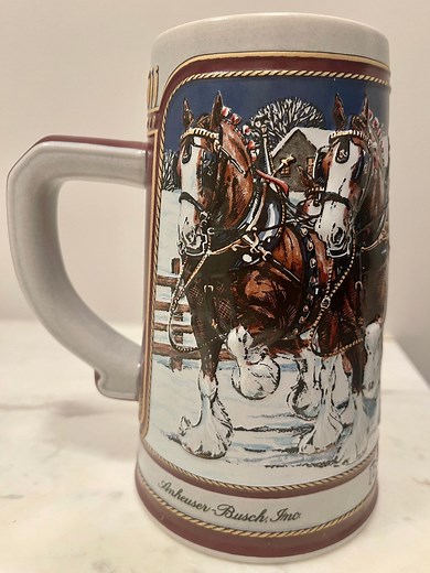 Budweiser 1989 Collector’s Series Holiday Stein - Etsy