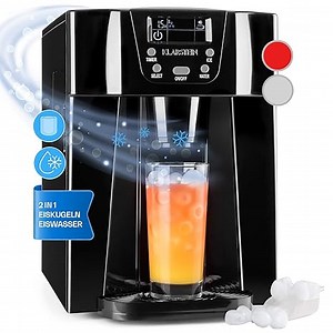 Klarstein Eiswürfelmaschine Klein, 2 L Eiswürfelbereiter & Wasserspender, Eiswürfelmaschine für 12 kg Große und Kleine Eiswürfel, Schnelle Mini mit Alarm