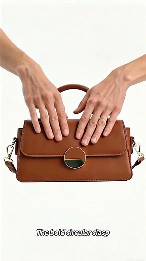 Elegant Brown Top Handle Bag | Structured Design & Modern Circular Clasp ✨