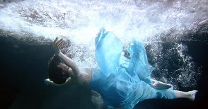 Woman Blue Dress Falling Inside Swimming Stock Footage Video (100% Royalty-free) 1043399014 | Shutterstock