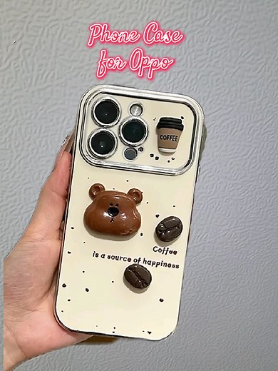 Phone Case for Oppo A3x A40 A20 Casing for Oppo A20 A18 A38 A57 A58 A77s A15 A95 A54 A3s A16 A17 A12 A55 A53 A33 A32 A78 A74 A96 A93 A92 A52 Reno 5 Cute Bear Head Window Plating Metal Cellphone Case Shockproof Accessories Cover #casing #phonecaseforoppo #phonecase #fy #fyp