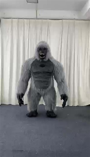 Hot Sale Giant Grey Gorilla Inflatable Mascot Costume Long Fur Blower Standing Inflatable Gorilla for Festival Decoration
