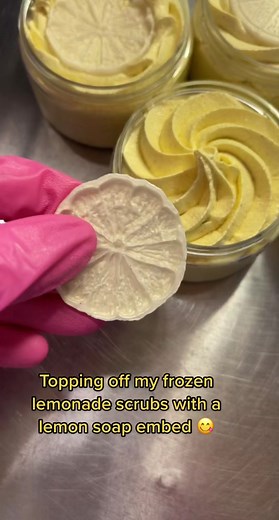 Topping off some scrubs with lemon soaps 😌🍋✨ #bodyscrub #scrub #lemons #whenlifegivesyoulemons #bodyscrubsandbutters #butter #asmr #soapasmr #asmrsoap #pov #cherryontop #smallbusiness #shopsmallbusiness #emmysessentials #soapmaker #viral #ohmickey #lemon #lemonlover #handmade #embed #supplies #NextLevelDish #themakingof #behindthescenes