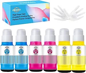 GI-21 Ink Refill Bottles Color Combo Pack Replacement for Canon GI-21 GI21 GI-21 Ink Refill Bottles for Canon MegaTank G3270 G3260 G3262 G1230 G2270 Printer (Cyan Magenta Yellow)