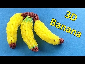 Rainbow Loom Charms: 3D BANANA Charm | loom bands tutorial / design / instructions (Monstertail)