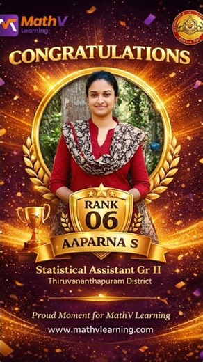 Statistical Assistant Gr II | Thiruvananthapuram District Rank 06 Aparna S #keralapsc #govtjobs