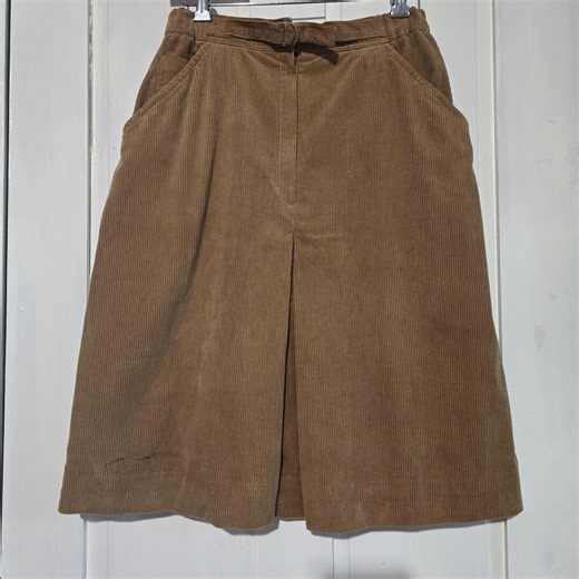 Vintage 1970s Tan Corduroy A Line Front Pleat Skirt With Pockets - Etsy
