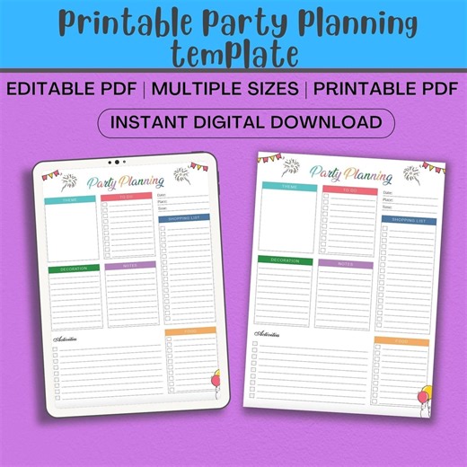 Printable Party Planning Template, Editable Event Checklist (digital Download) - Etsy Australia
