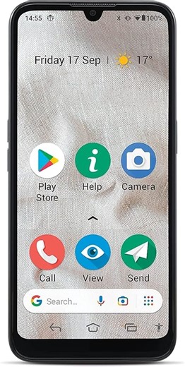 Doro - 8100-4G-Smartphone für Senioren - Ohne Vertrag - 6.1'' Display - Notruftaste mit GPS - Dreifachkamera - Spritzwassergeschützt - Gesichtserkennung - Schwarz