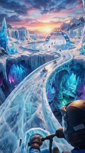 ❄️ Sliding Across a TITAN Frozen Glacier Water Slide! 😱 | World's Biggest Ice Drop POV | 8K CGI