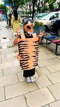 🐯 DIY Tiger Costume | Best Out of Waste | Fancy Dress | Time-Lapse Craft Video #tigercostume