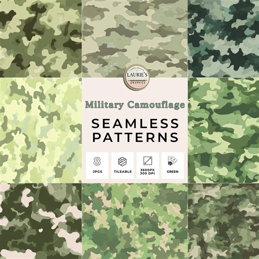 Green Military Camo Seamless Patterns - Camouflage Background Textures (digital Download) - Etsy