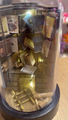 Miniature Library With LED Lighting Inside a Glass Dome. Tabletop Accessory Figure. - Etsy