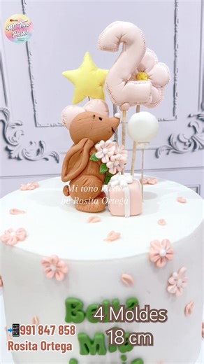 20 porciones todo decorado en fondant.