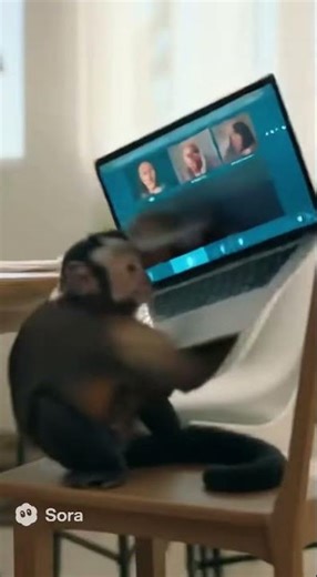 Work From Home Gone Wrong 😂🐒 Generated With Sora 2