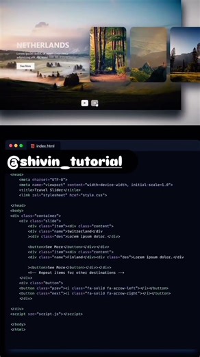 Slider Swipe | HTML | CSS | JS | #coding #3danimation #slideshow #shorts #programming #webdesigner