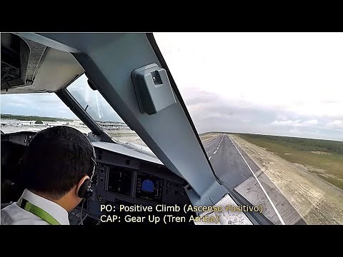Potente despegue y Ascenso aeropuerto de Cancún en un Airbus A320
