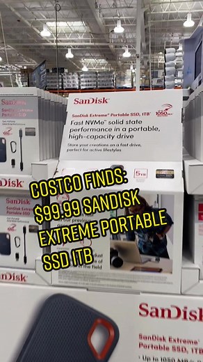 Costco Finds: $99.99 Sandisk Extreme Portable SSD 1TB! Fast, portable, solid state performance. 8/26 #costcofinds #costcodeals #costcobuys #sandisk