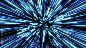 Loop 4K stars blue neon electric burst cosmic dynamic seamless wallpaper. Glowing particles explosion glow flash white video background